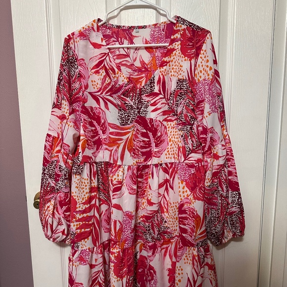Dresses & Skirts - Boutique Dress Size Large Trendy Babydoll White and Hot Pink Mini Dress New